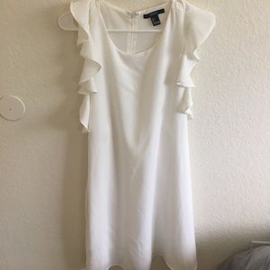 Ruffle sleeved white dress