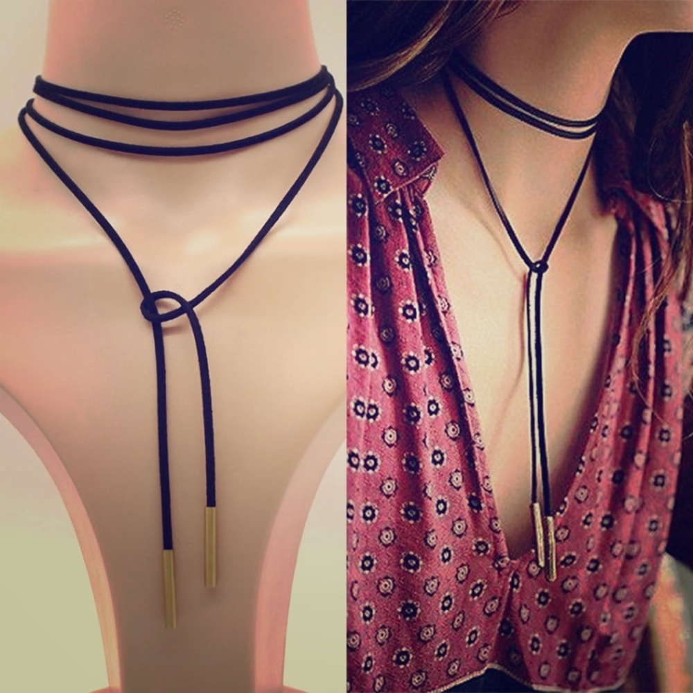 Black and gold tassel necklace