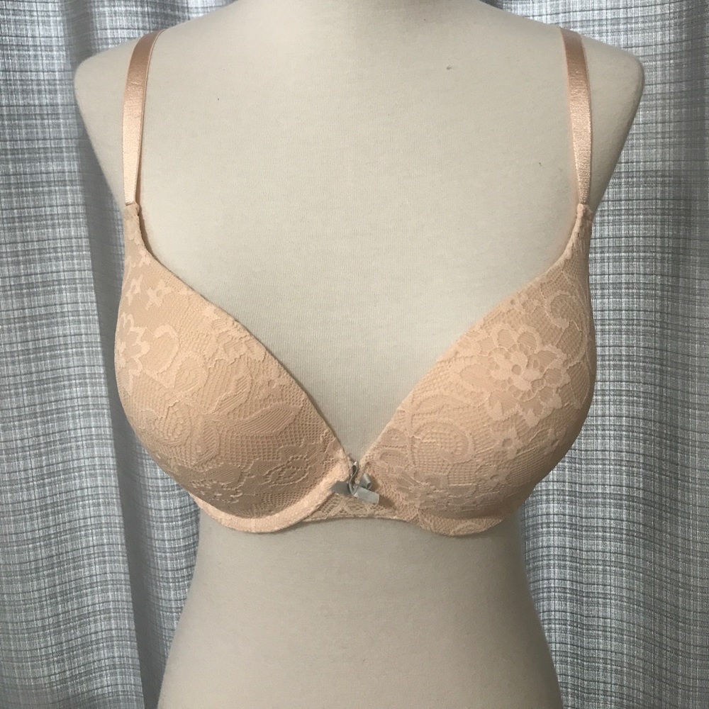 Soft pink lace bra