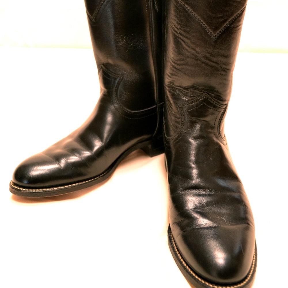 Vintage Black Justin Original Roper Boots