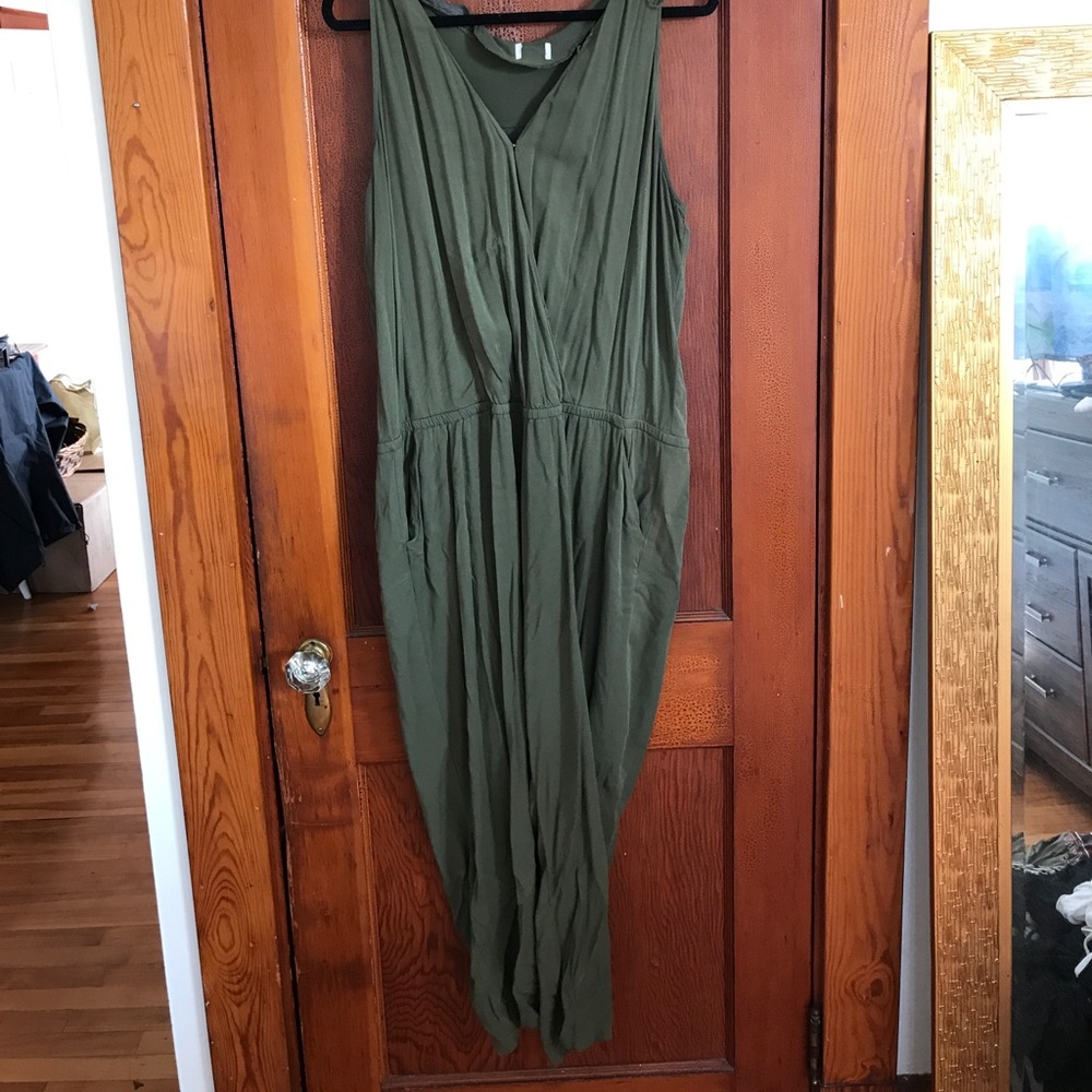 Moss green pant length romper