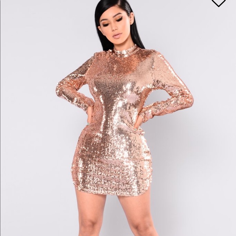 Fashion Nova Gold Sequin Dress!