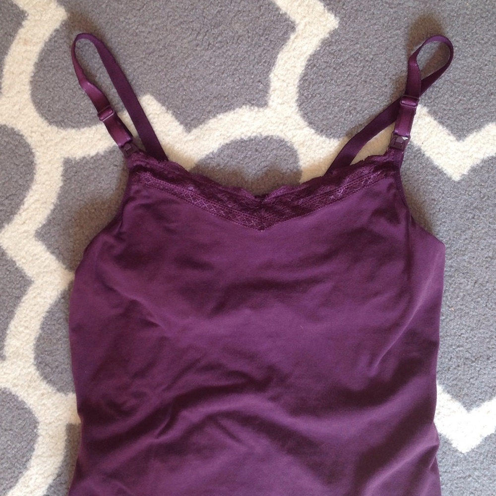 Purple Nursing Tank with Lace Detail