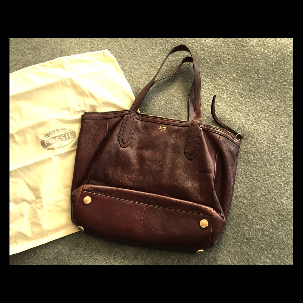Fossil Handbag - Deep brown/burgundy leather