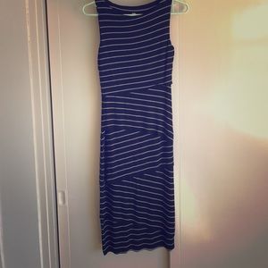 Mid length striped body-con dress