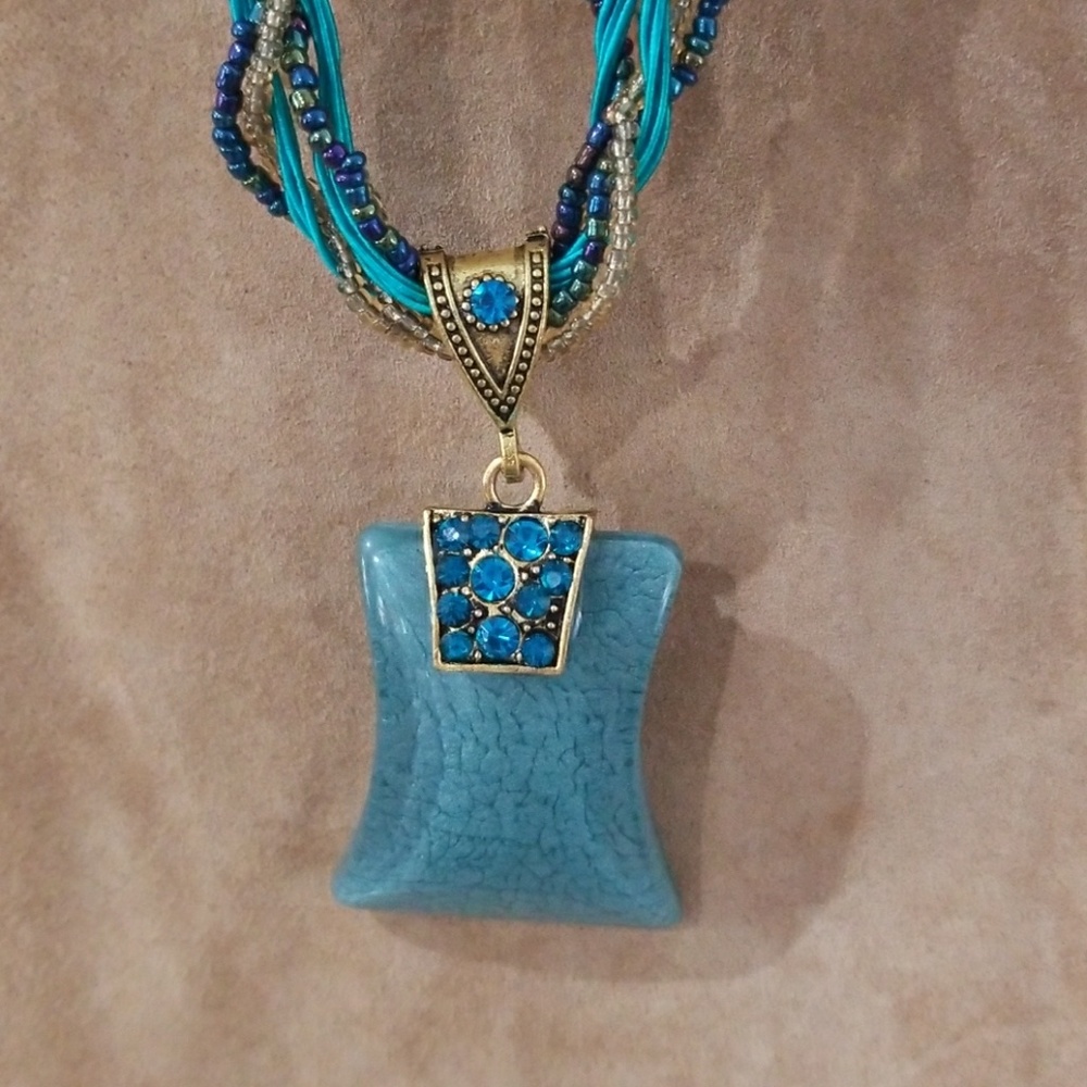 NWT Corded three strand beaded necklace