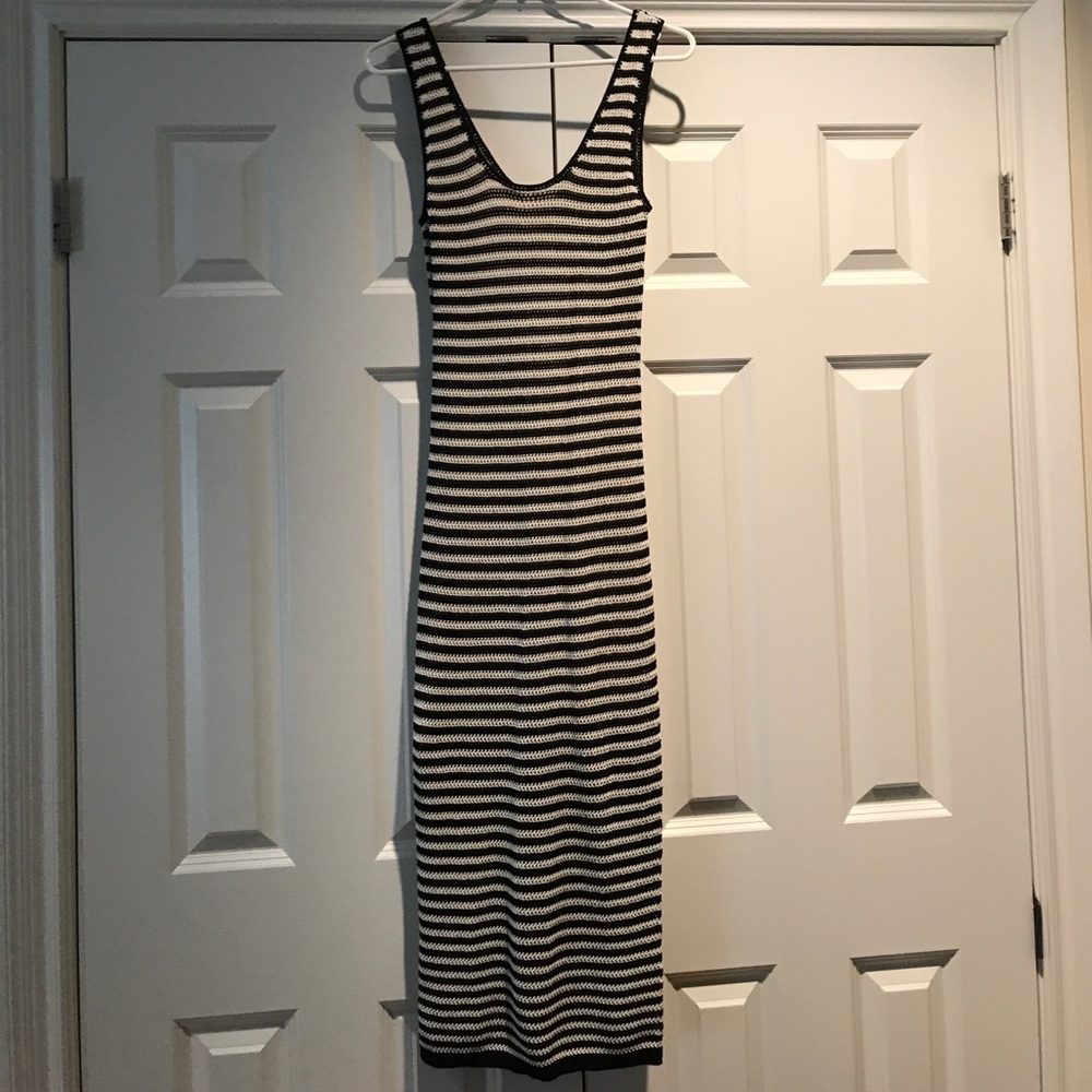 Alice and Olivia black & white striped knit dress