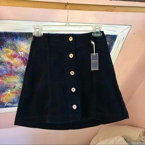 Navy Button Up Corduroy Skirt (M)