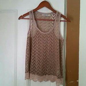Chloe K light brown crocheted tank