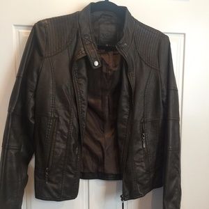 Dark Brown Faux Leather Jacket