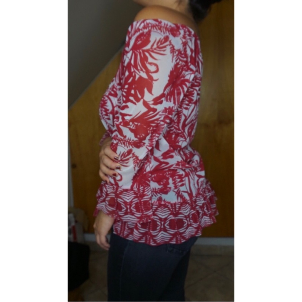 Inc red and white blouse