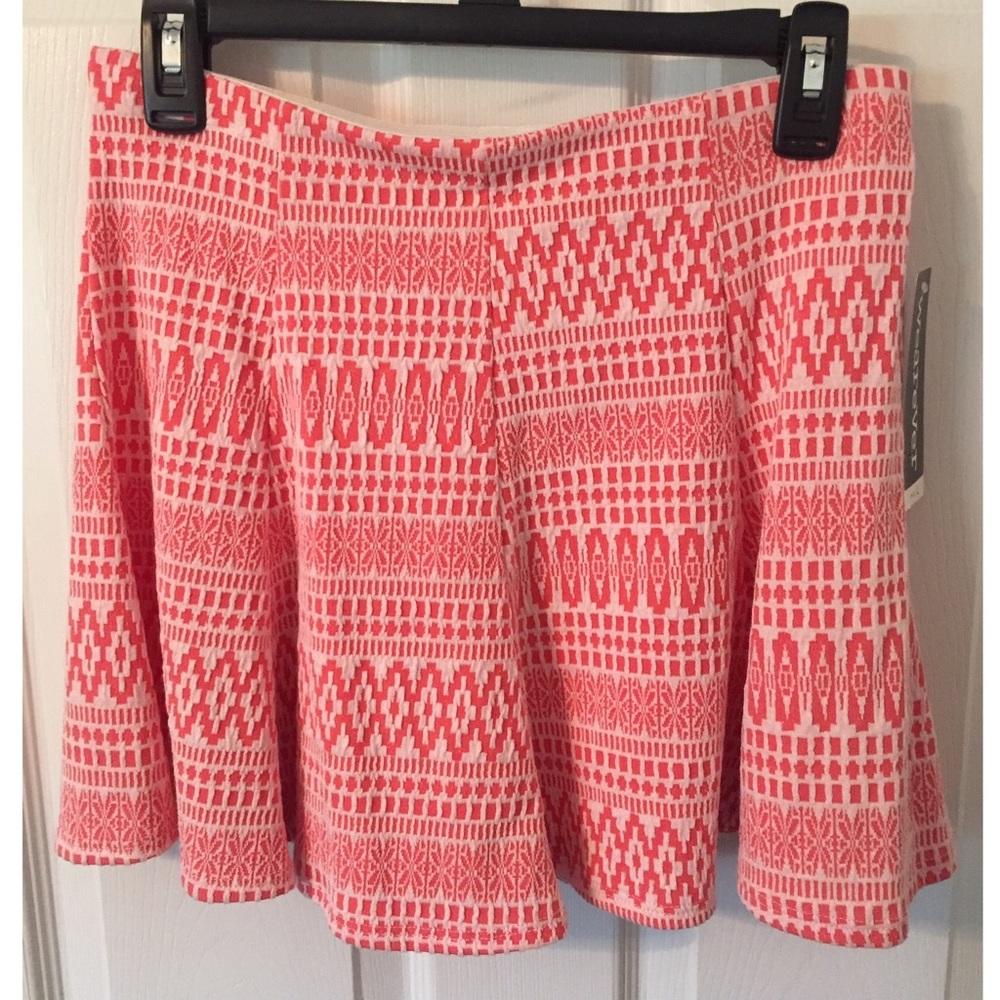 Coral Printed Flowy Mini Skirt