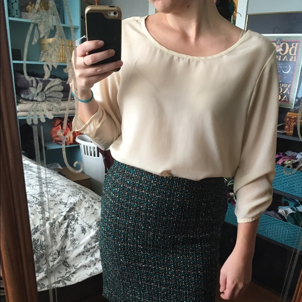 Loose 3/4 Sleeve Blouse S Cream