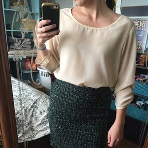 Loose 3/4 Sleeve Blouse S Cream