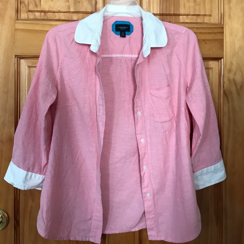 American Eagle pink button down