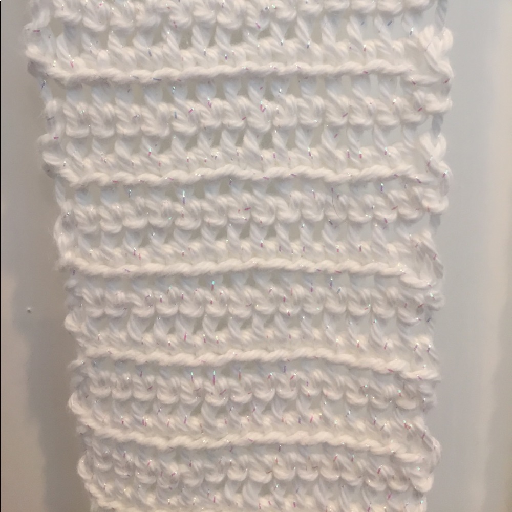 Long White Scarf with Sparkle - Picture 2 of 2