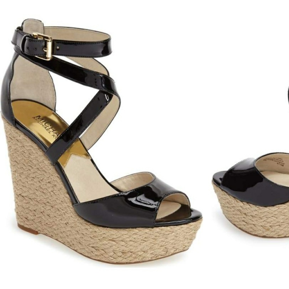 Black Michael Kors Gabriella Platform Wedge Sandal