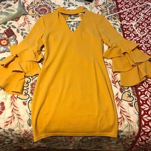 Yellow tight ruffle dress