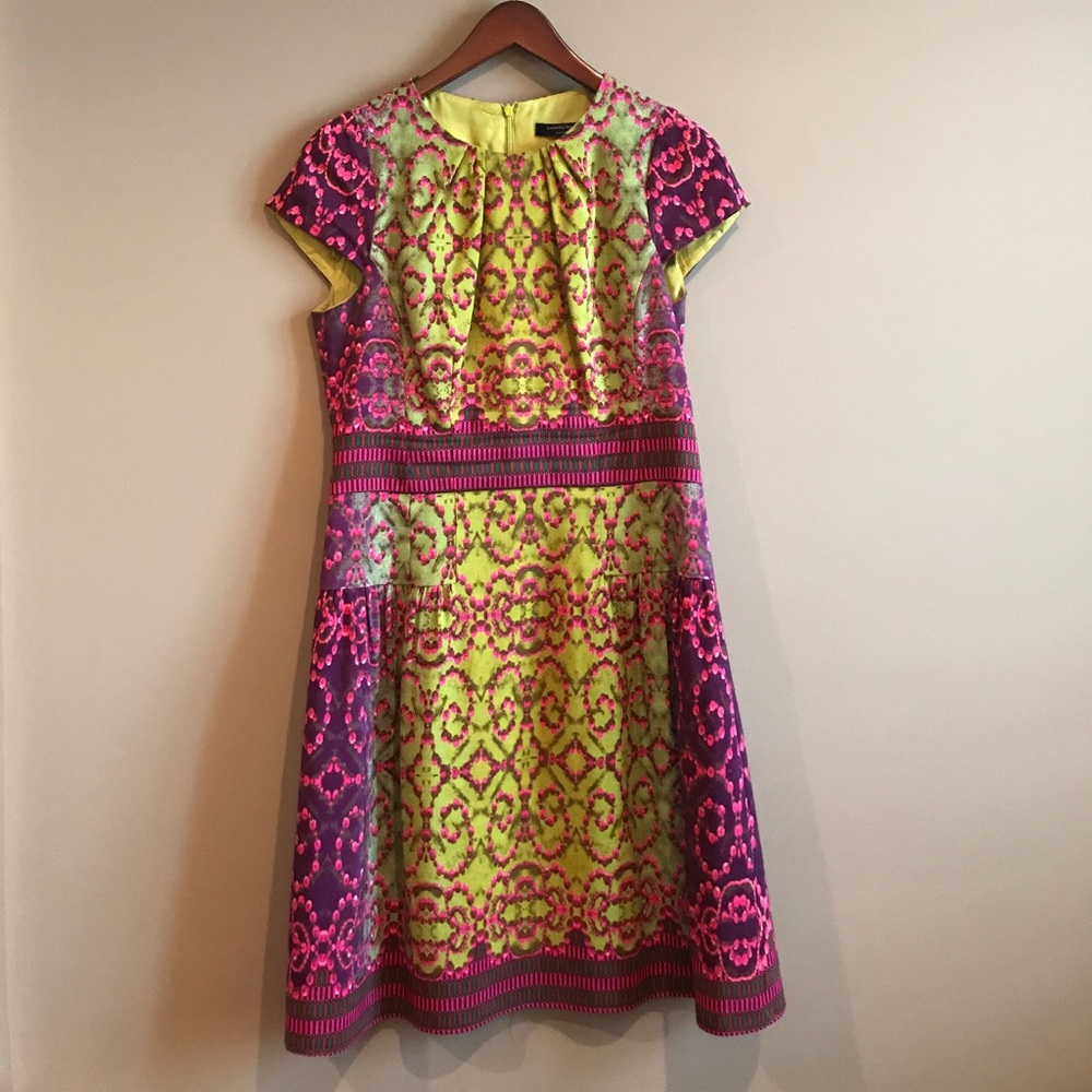 Pink patterned flattering dress