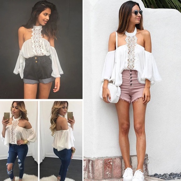 🌟Host Pick💫N E W Lace Hollowed Out Flared Blouse - Picture 4 of 6