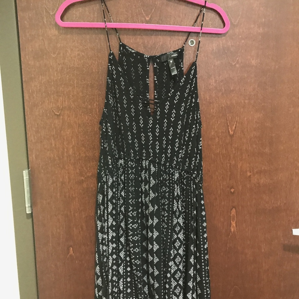Aqua black and white dress