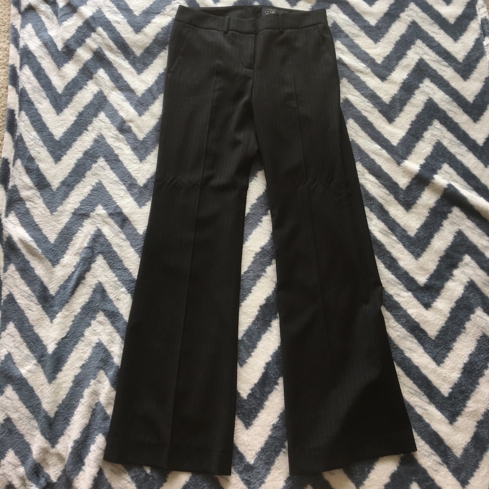Italian wool pinstripe trousers black