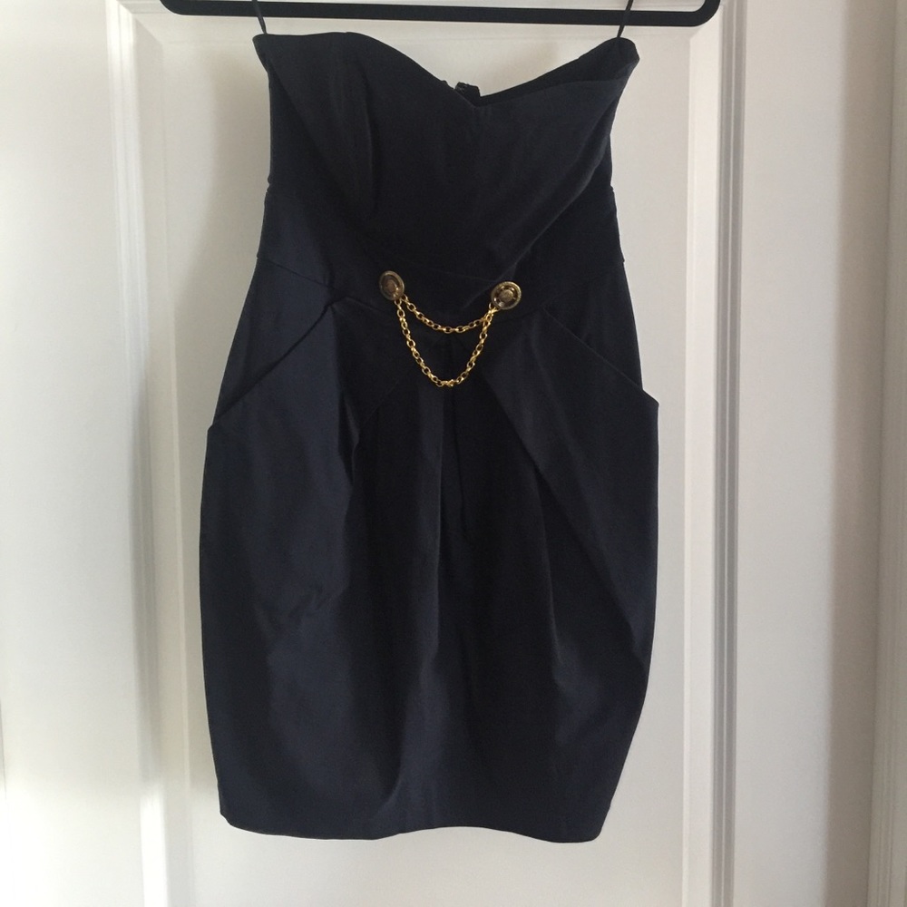 Strapless Navy Dress