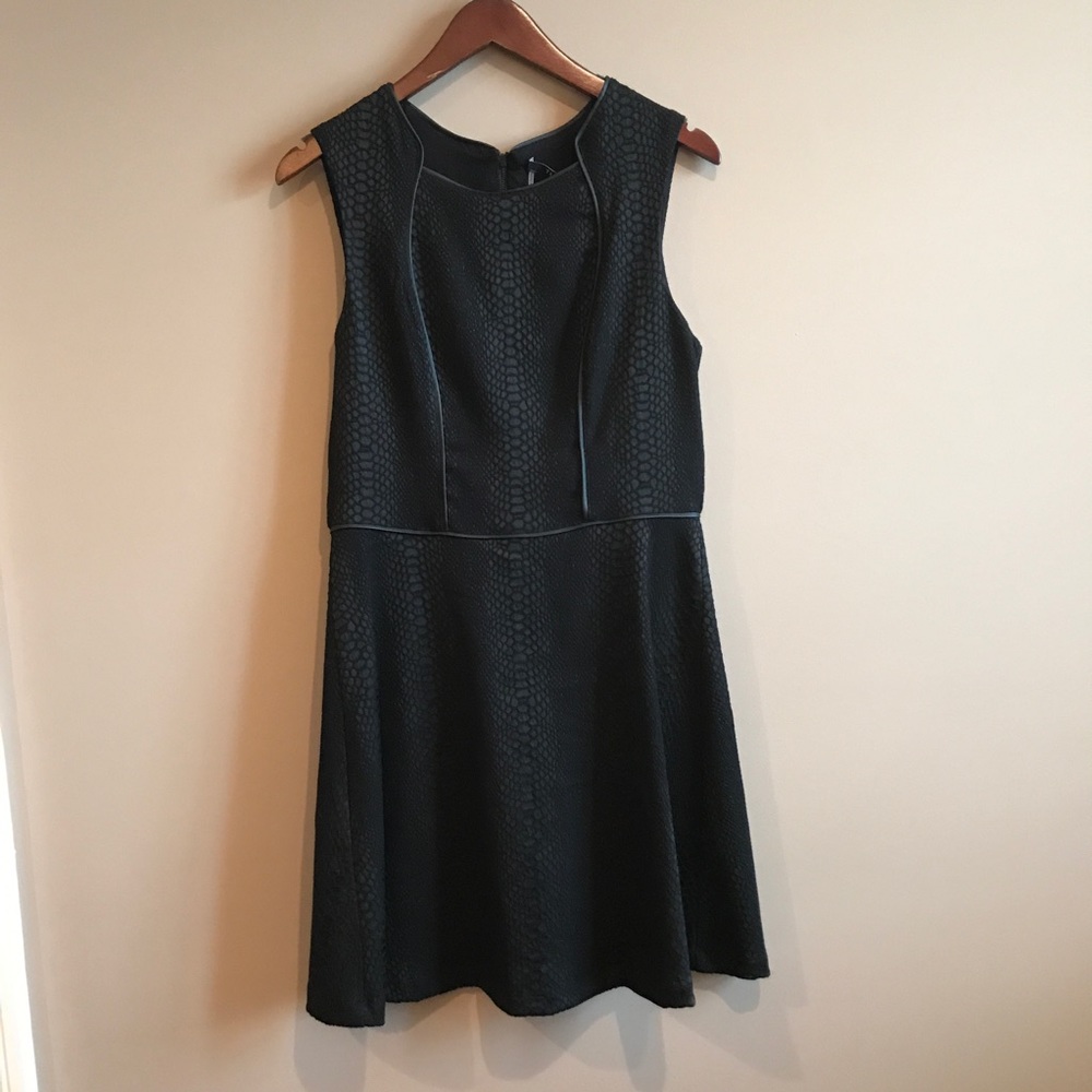 Black alligator patterned dress with piping
