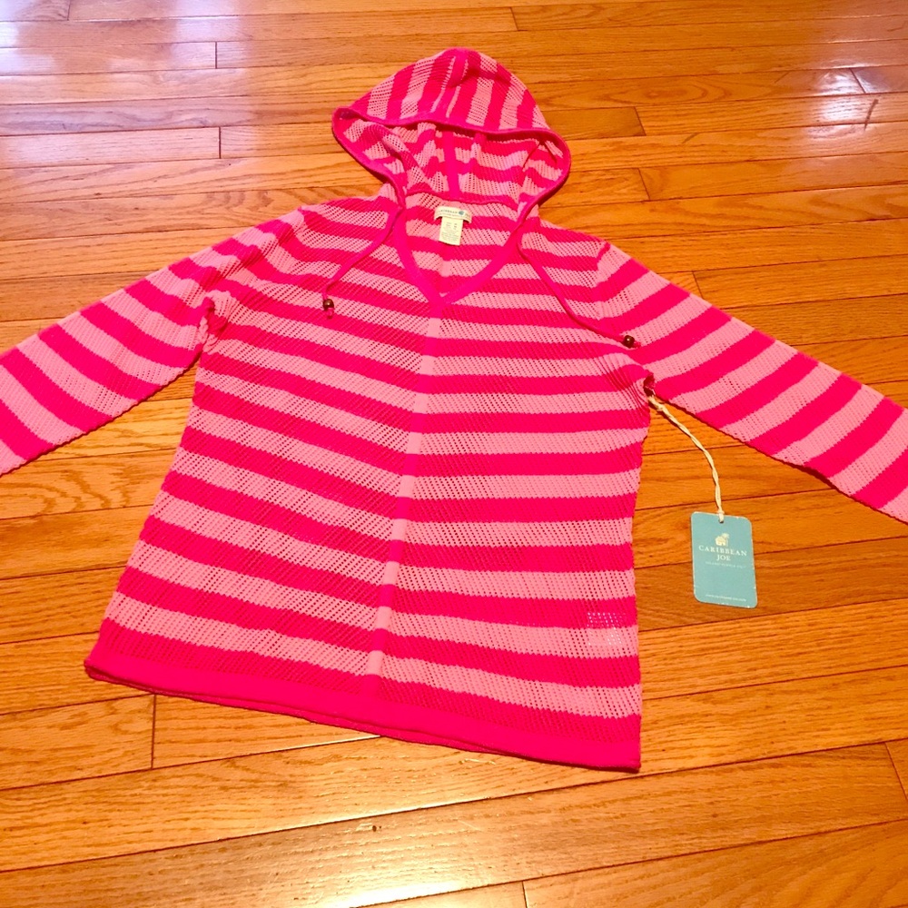 NWT Caribbean Joe's hooded mesh top