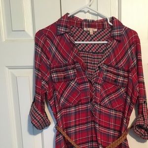 Flannel like dress with belt Flannel like dress with belt