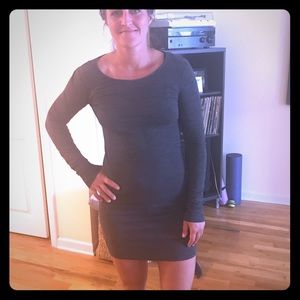 Grey Spandex Long Sleeve Minidress