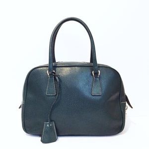 Prada green leather bauletto satchel handbag Prada green leather bauletto satchel handbag