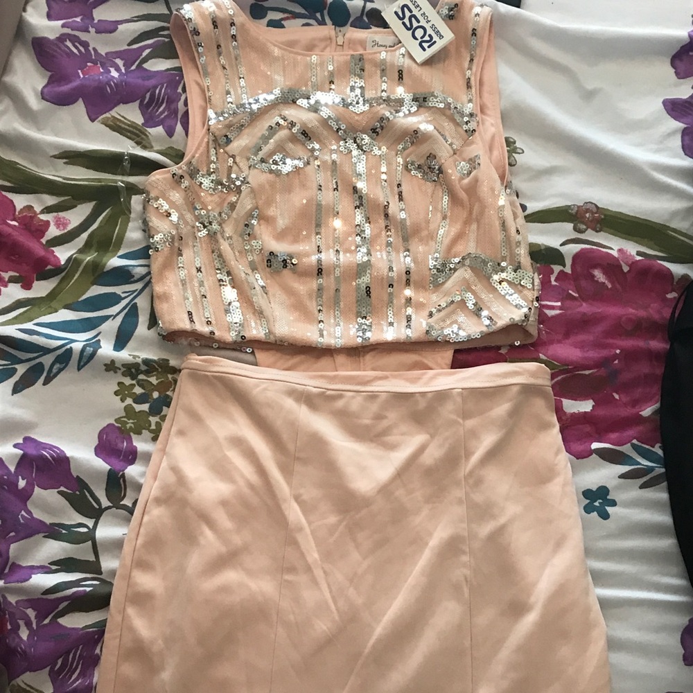 One piece dress with the mid section visible