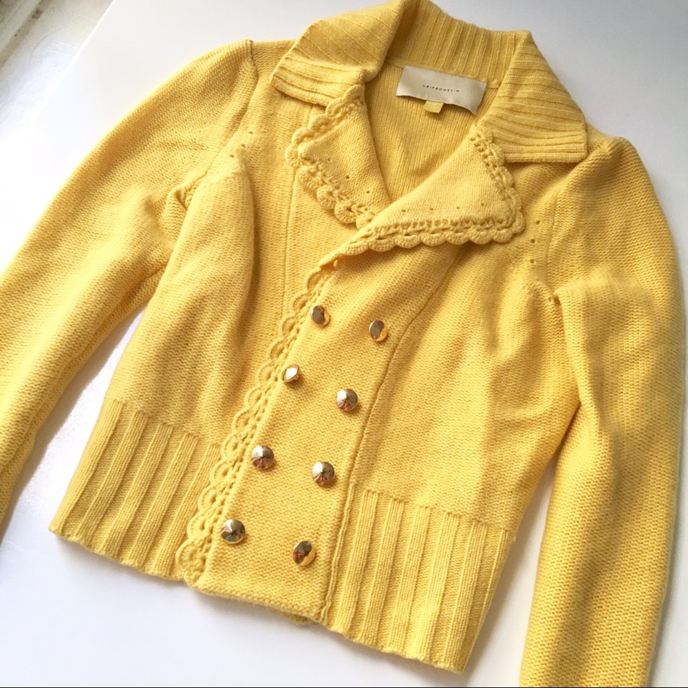 Anthropologie Leifsdottir Cashmere Yellow Sweater
