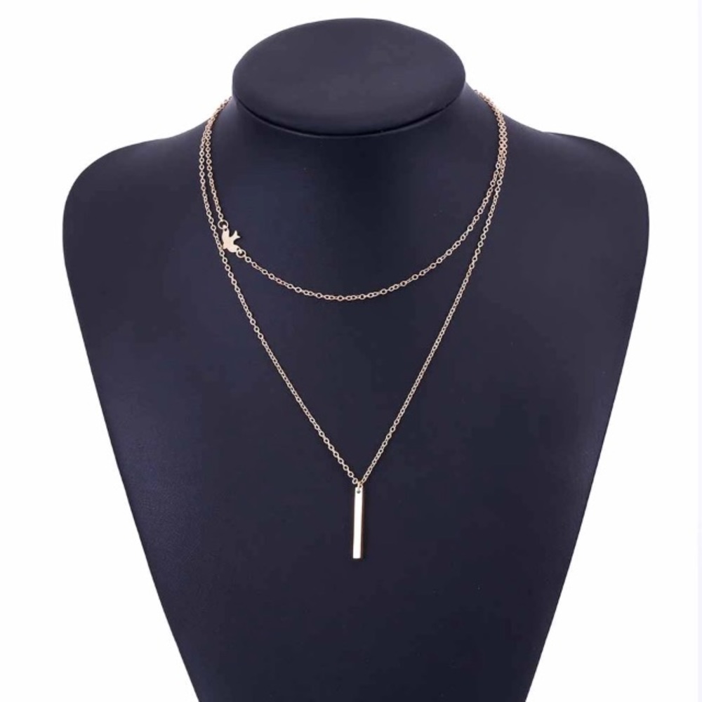 Layered Delicate Gold Dove Necklace - Picture 2 of 6