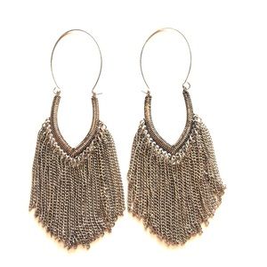 Steve Madden Silver Chain Tassel Earrings
