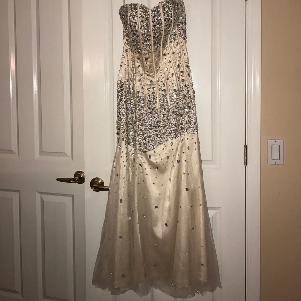 Champagne gold prom dress
