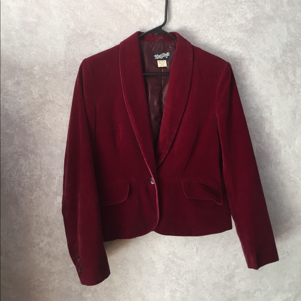 Vintage reddish purple velvet blazer
