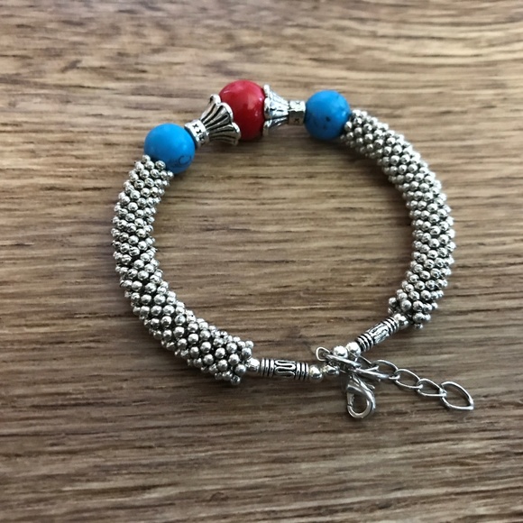 Women Bracelet Handmade Tibet style Blue and Red - Picture 8 of 8