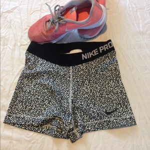 Black leopard Nike pro spandex shorts XS