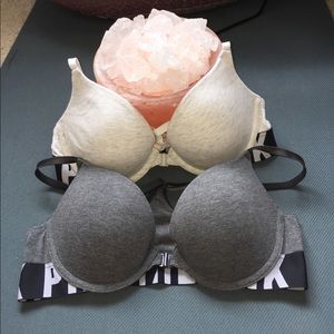 VS Pink Logo Racerback Push-Up Bra Bundle