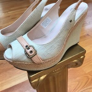 UGG peep toe rope style wedges