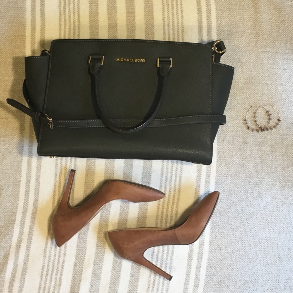 Michael Kors Olive Green Large Selma Saffiano Bag