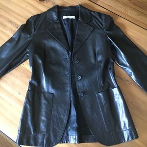 Black leather PRADA blazer