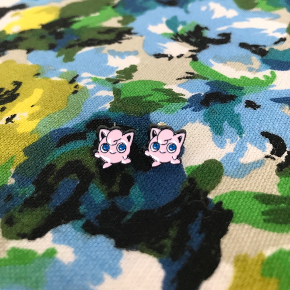 Pokémon Jigglypuff enamel earrings - never worn!