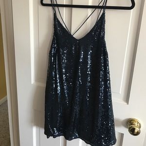Free People Navy Sequin Shift Dress