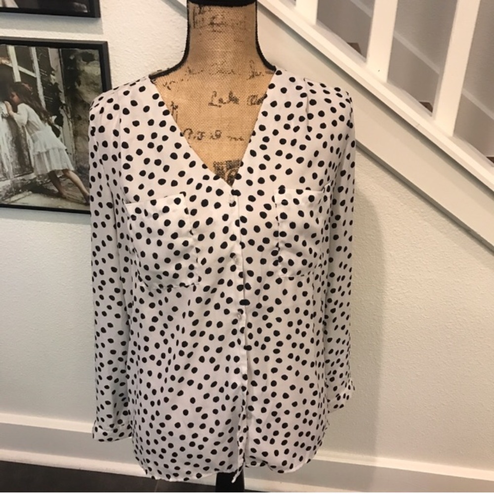 HM polka dot pattern button up blouse