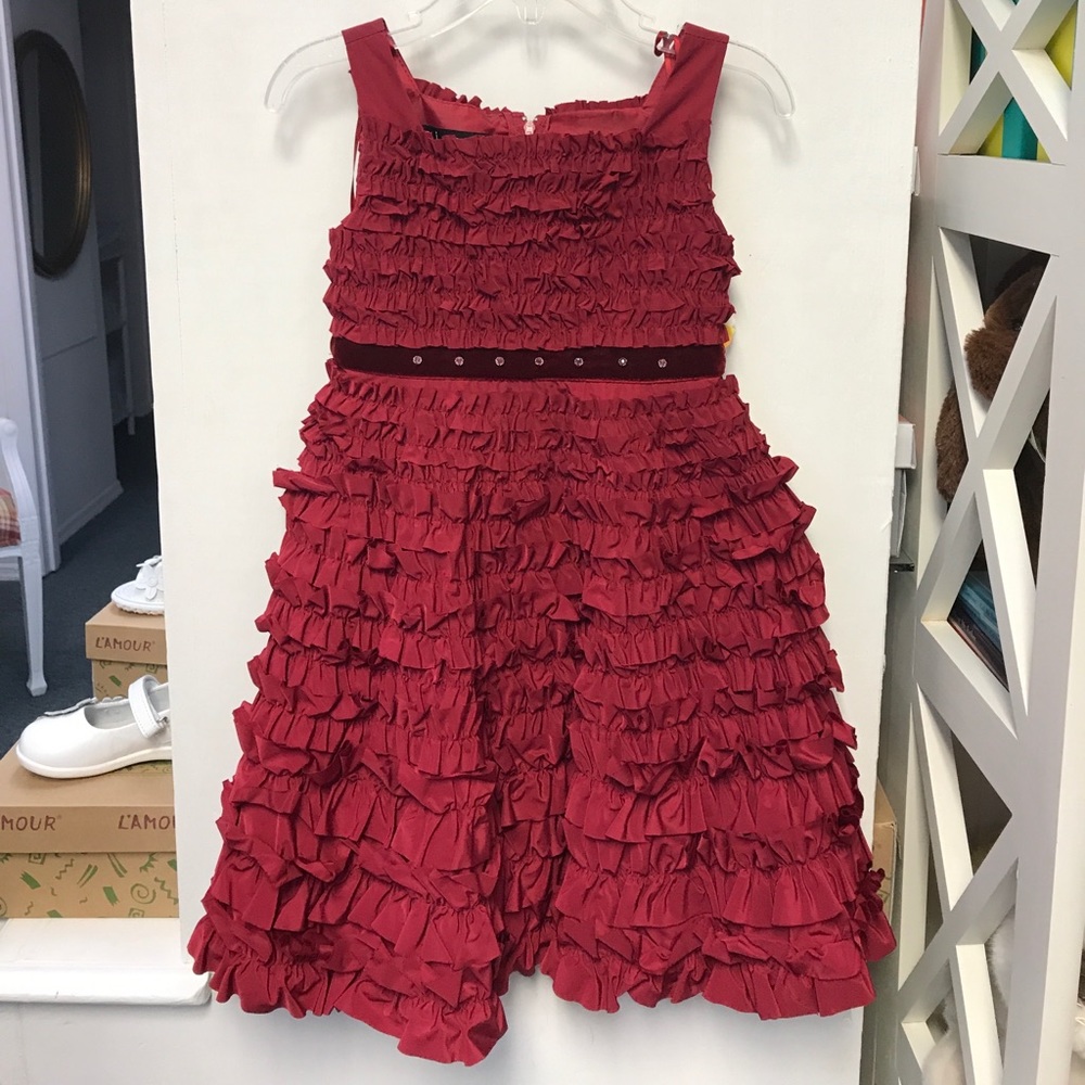 Red ruffle party dress