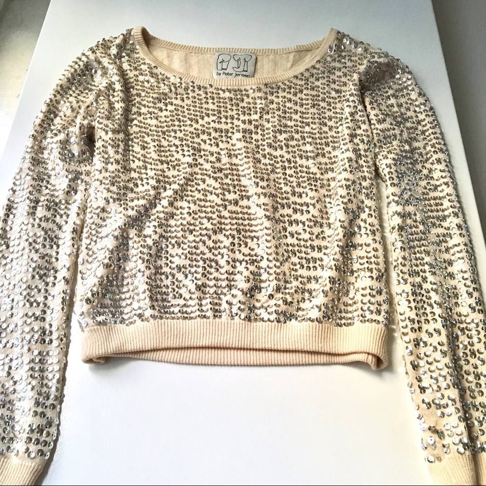 Peter Jensen Sequin Cream Sweater