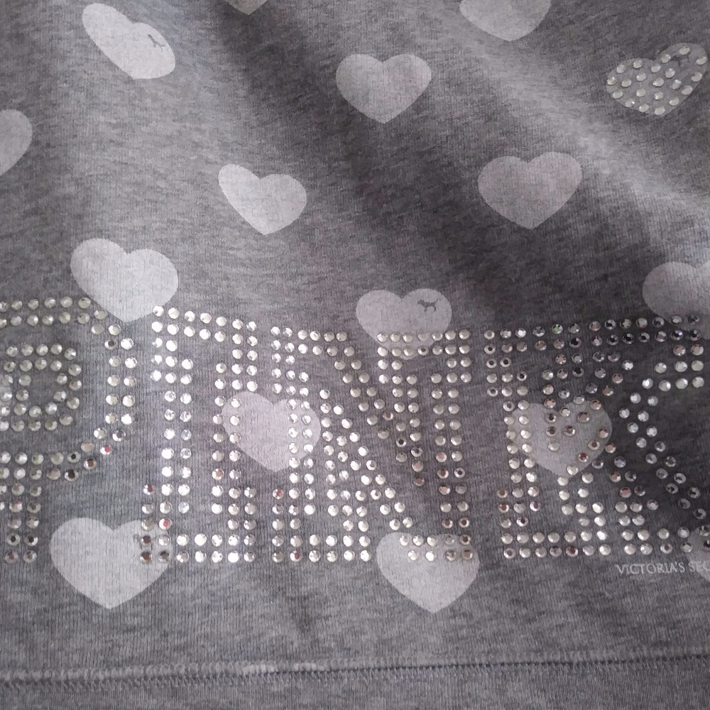 VISTORIA'S SECRET PINK HOODIE W CRYSTALS M-L